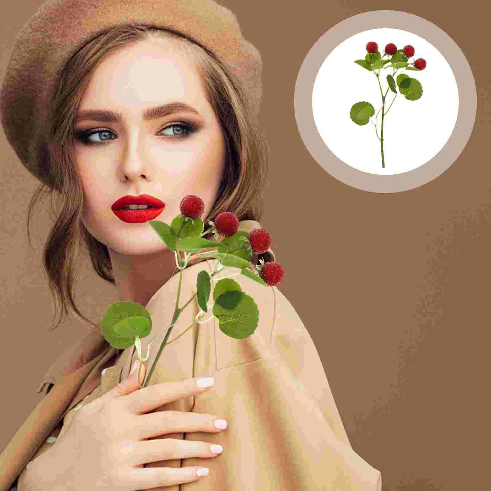 

Stems Artificial Fake Berry Fruit Berries Picks Faux Branches Flower Stem Greenery Red Holly Strawberry Decorraspberries Silk