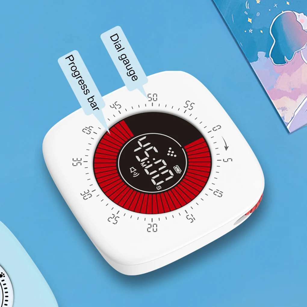 Визуальный таймер Магнитный белый прогресс-бар исчезает против часовой стрелки