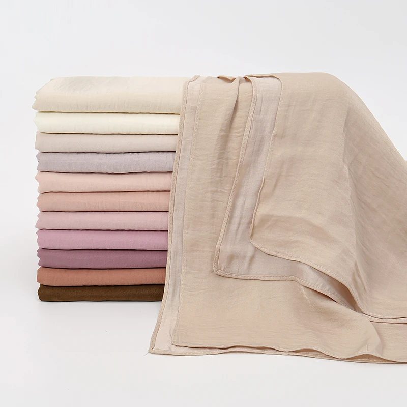 Женский Хлопковый Модальный Однотонный Хиджаб Длинная Шаль Мягкая Пашмина