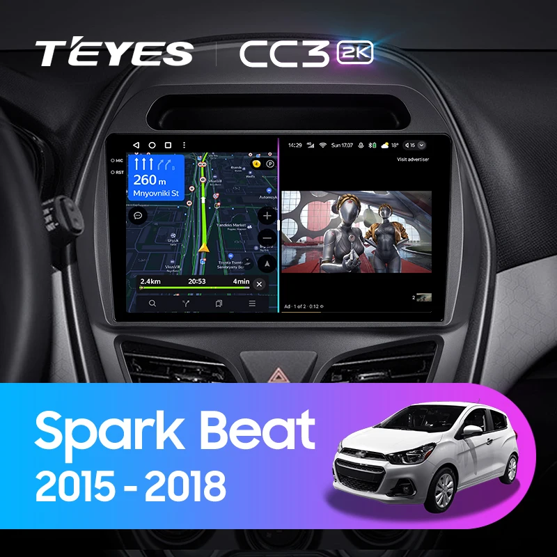 TEYES Тиайс CC3 2K Штатная магнитола For Chevrolet Spark Beat 2015 - 2018 до 8-ЯДЕР 6 + 128ГБ 27EQ DSP