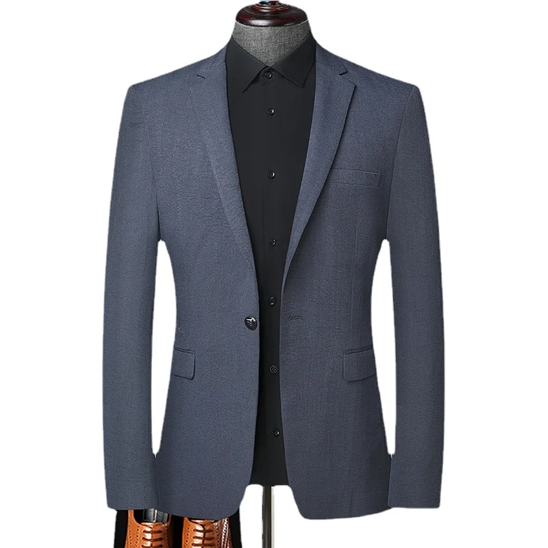 

Пиджак мужской деловой, модная Повседневная Формальная одежда, однотонный приталенный Блейзер на одной пуговице, костюм для свадьбы