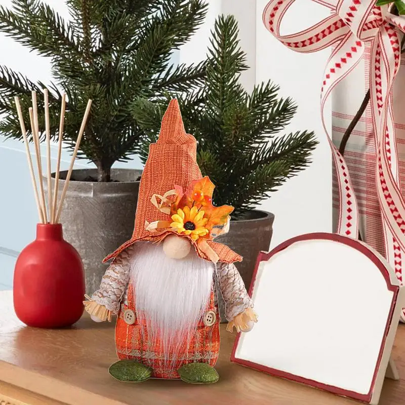 

Thanksgiving Dwarf Doll Fall Gnomes Holiday Gnome Figurine Ornament With Sunflower And Maple Leaves For Farmhouse Decorations