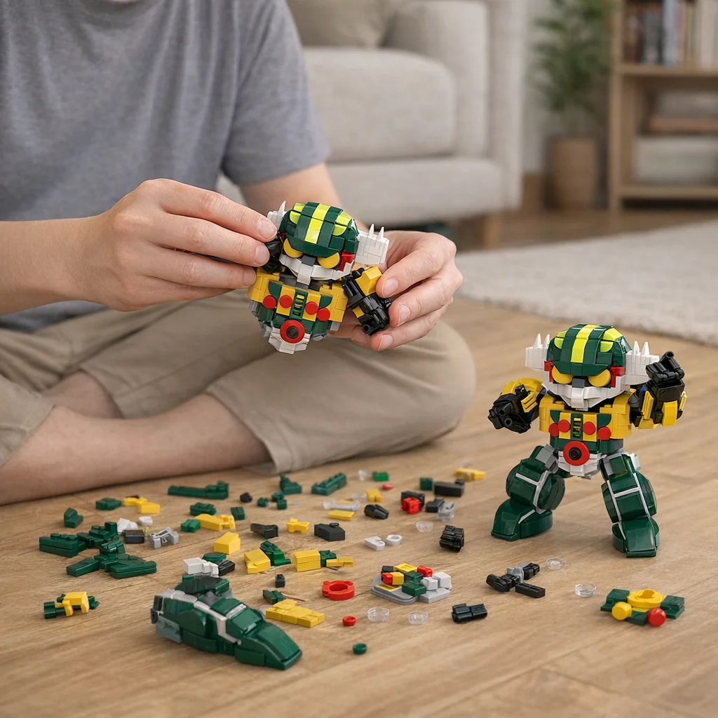 Фото Конструктор MOC Steel Jeeg: Классический ретро-робот, набор кирпичиков, фигурка меха, модель для самостоятельной сборки, подарок для взрослых, коллекционная серия №5