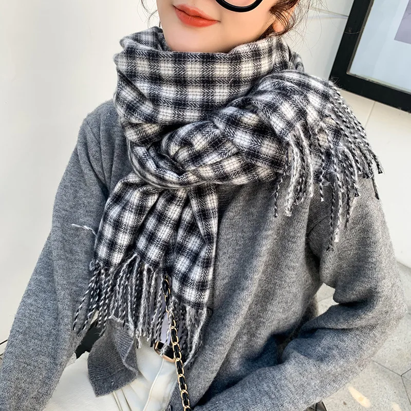 

Scarf for Women Winter Classic Plaid Bufandas Mujer Warm Scarf Women Scarves Shawls Blanket Scarf Desinger Pashmina Luxury Brand