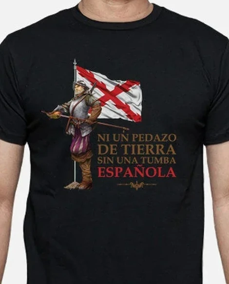 Фото Футболка Motto Thirds of Flanders España с коротким рукавом, повседневные рубашки в стиле Харадзюку из 100% хлопка для мужчин, размер S-3XL №1