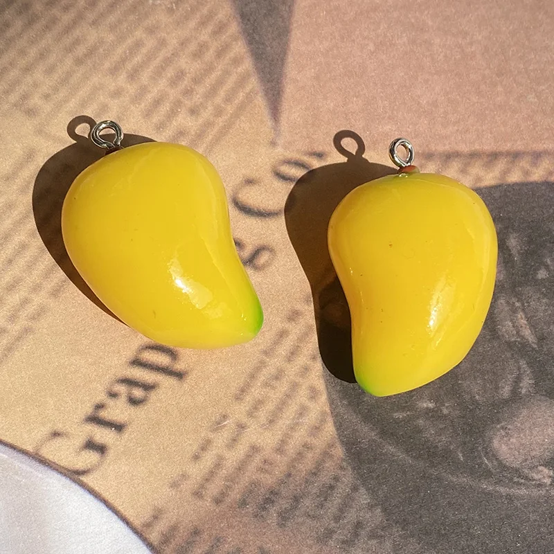 6 шт. имитация смолы подвески в виде фруктов манго каваи 3D кулон еды для ожерелья