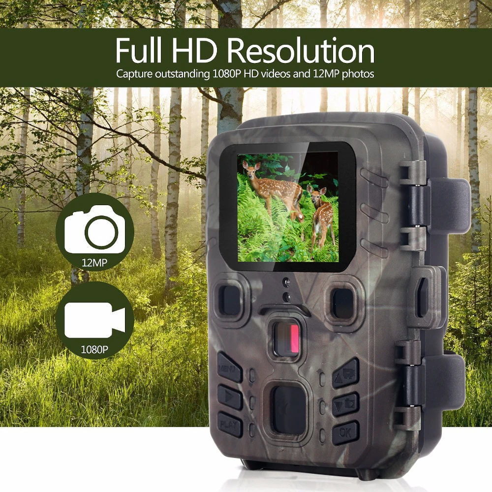 

New Mini Trail Camera Hunting Game 12MP 1080P Outdoor Wildlife Scouting Hunting Camera with PIR Sensor 0.45s Fast Trigger