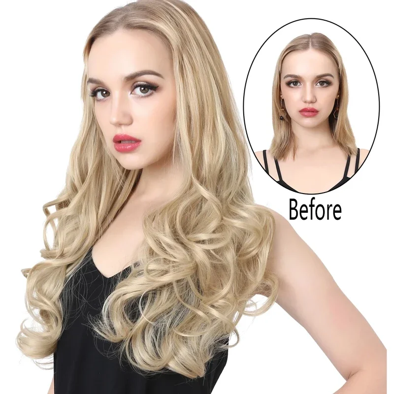 Синтетические накладные волосы на клипсе Омбре Bayalage 7 шт. кудрявые серые для