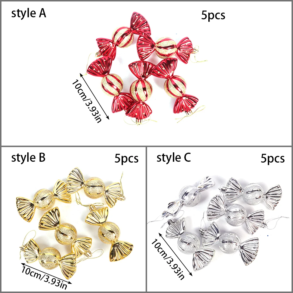 5/10 шт. рождественские пластиковые подвески-конфеты золотисто-красные украшения