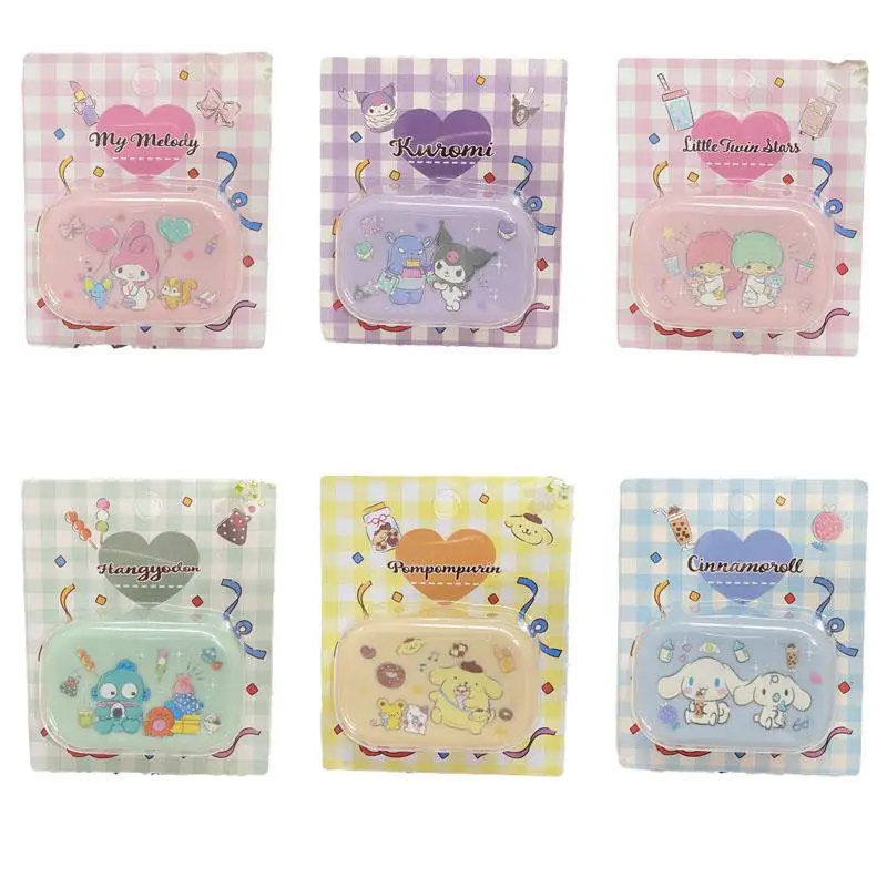 

Kawaii Cartoon Sanrios Series My Melody Kuromi Cinnamoroll Hellokittys Pochacco Anime Portable Plastic Contact Lens Storage Box