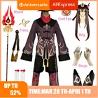 Костюм для косплея Ху Тао из игры Genshin Impact, парик, обувь, кольца, шляпа, палочка, аниме, костюм хутао, искусственный костюм на Хэллоуин для женщин и мужчин