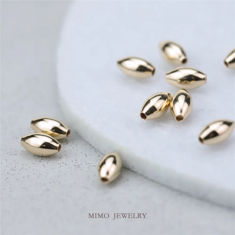 MIMO JEWELRY U.S. imports of 14k Gold Filled rice shaped beads glossy barrel beads DIY beads spacer beads handmade accessories