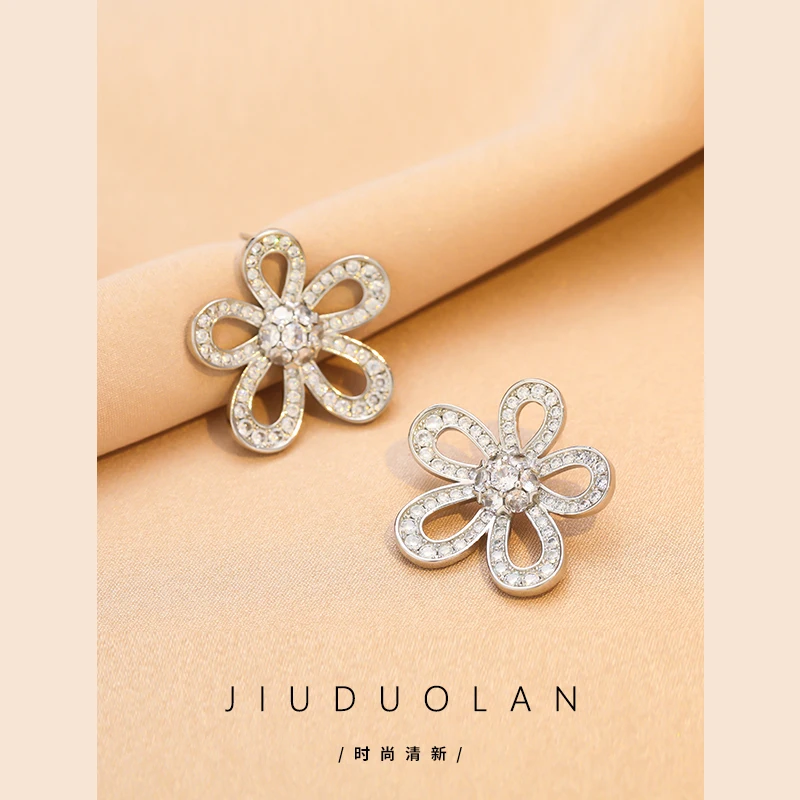 Inlaid Zircon Flower Luxury Earrings for Women  Trendy Women's Earrings 2022 Girls Party Jewelry Wedding Friend Birthday Gift