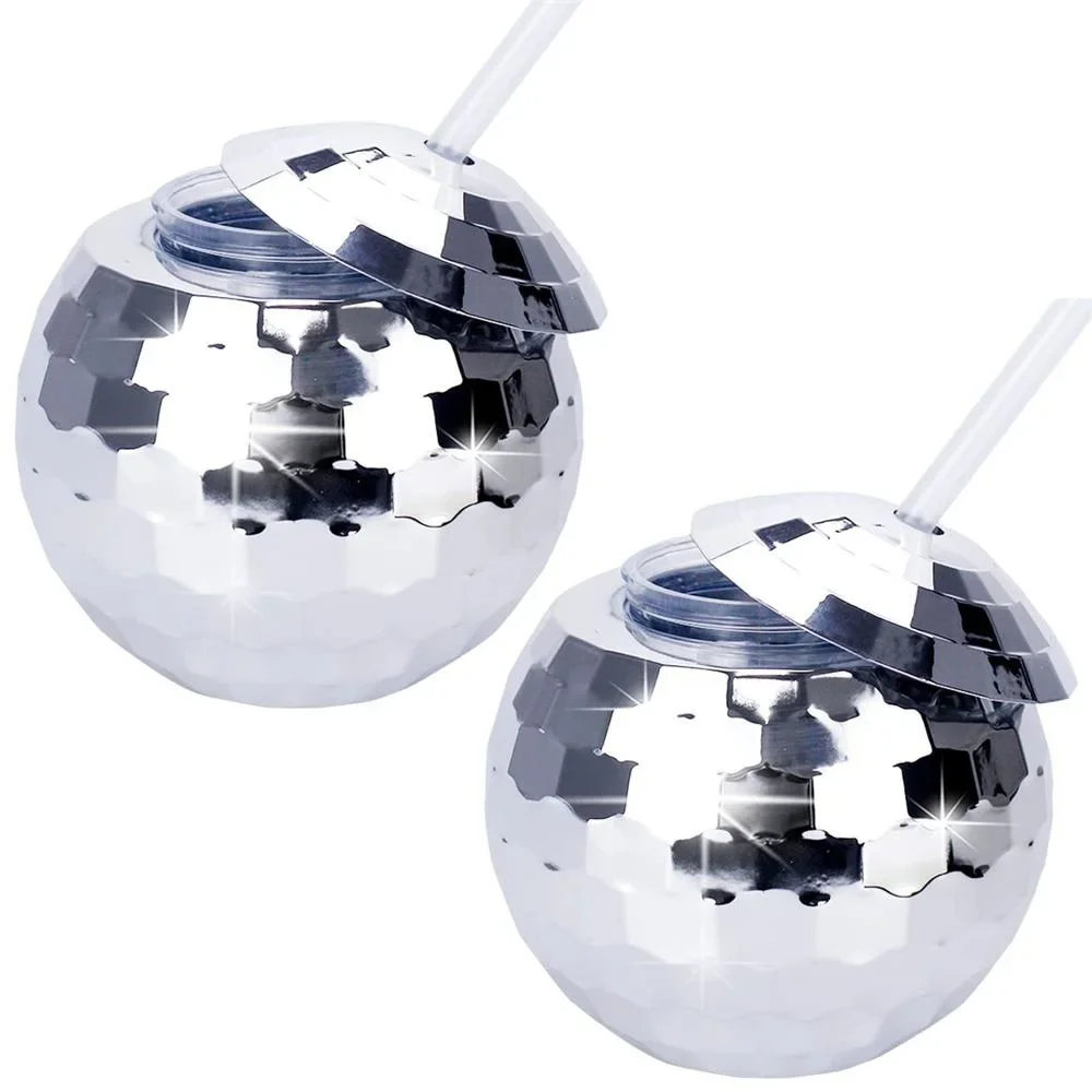 

Disco Ball Cup Reusable With Lids And Straws Tumbler Cup Last Disco Bachelorette Bach Party Supplies Decorations Silver Mirror