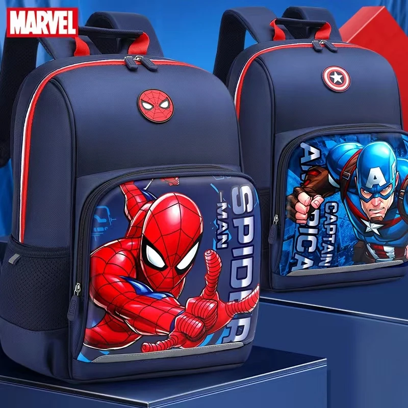 Marvel School Bag For Boys Primary Student Shoulder Orthopedic Backpack Iron Spider Man Captain America Large Capacity Mochilars