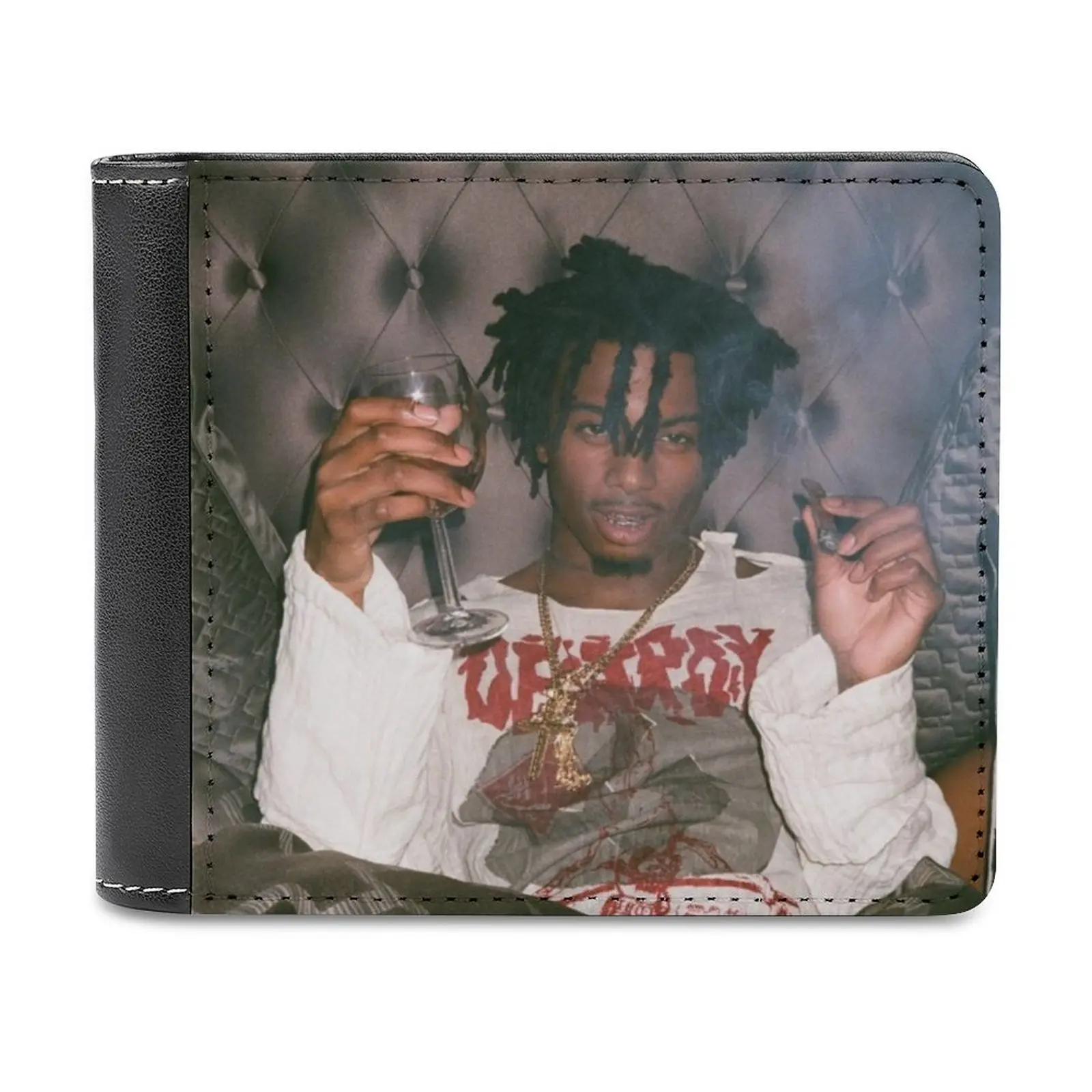 

Кожаный бумажник Playboi Carti с автоназванием, дизайнерские короткие тонкие мужские кошельки, кредитные карты, мужской кошелек, мод Playboi