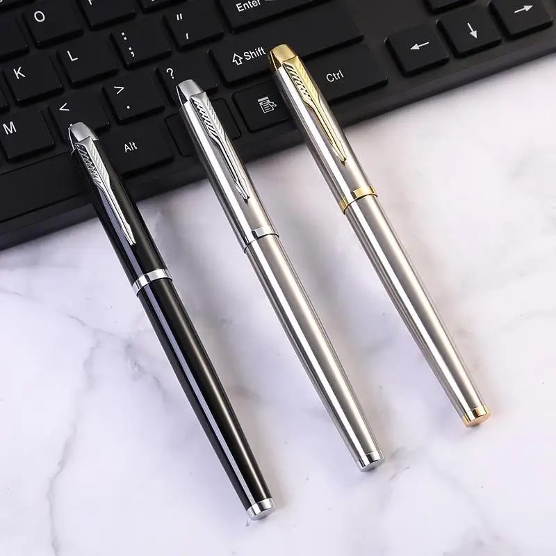 

0.5mm Straight Tip Pen Metal Engraved Signature Pen with Box Fountain Pen Business Office Supplies Writing Calligraphy Ink Pen