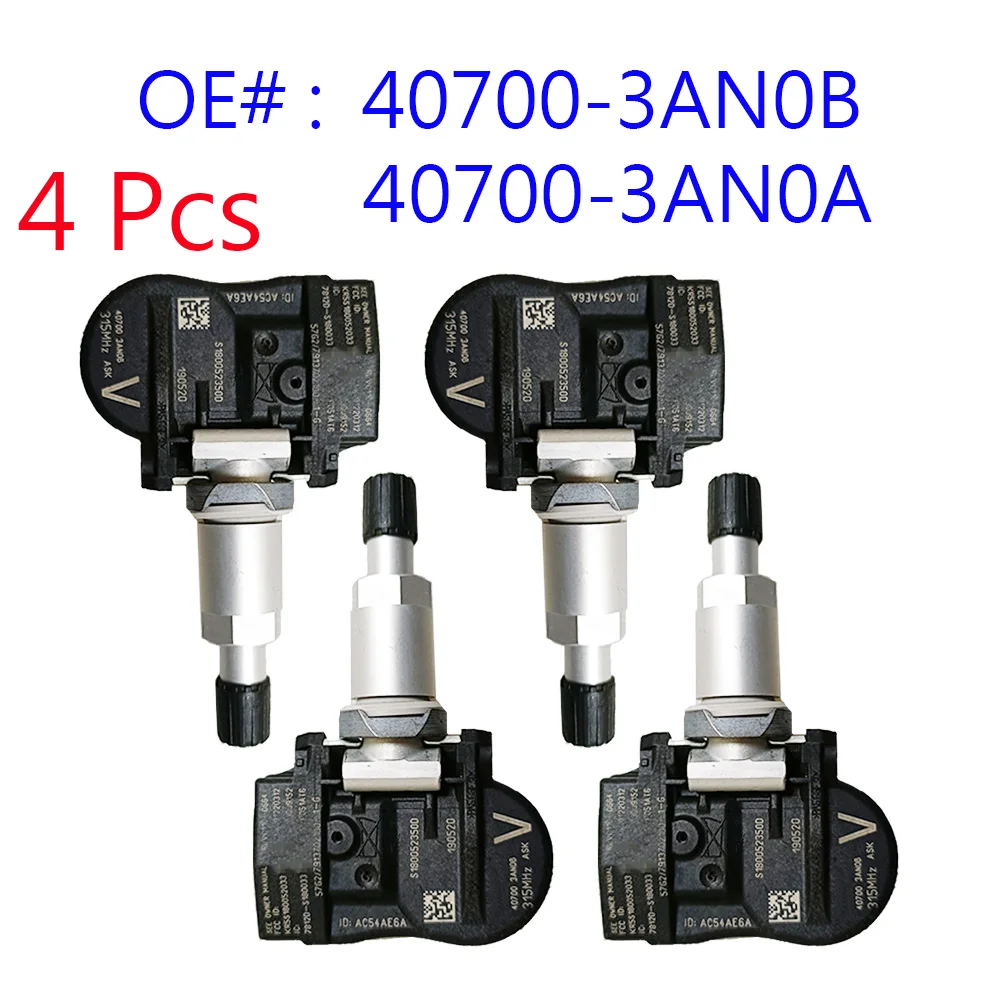 4 шт. новые 315 МГц TPMS датчики давления в шинах для Nissan FRONTIER , Infiniti 40700-3AN0B, 40700-3AN0A 4 шт. новые 315 МГц TPMS датчики давления в шинах для Nissan FRONTIER , Infiniti 40700-3AN0B, 40700-3AN0A