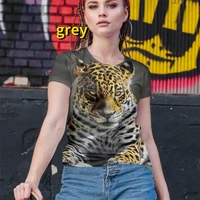 womens fashion 3d tiger printed short sleeves animal lion casual blouse t shirts