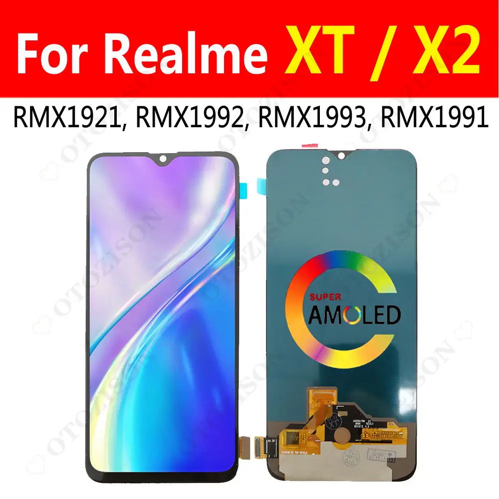 ЖК-дисплей AMOLED для OPPO Realme XT RMX1921, ЖК-дисплей с сенсорным дигитайзером в сборе для Realme X2, дисплей RMX1992, RMX1993, RMX1991