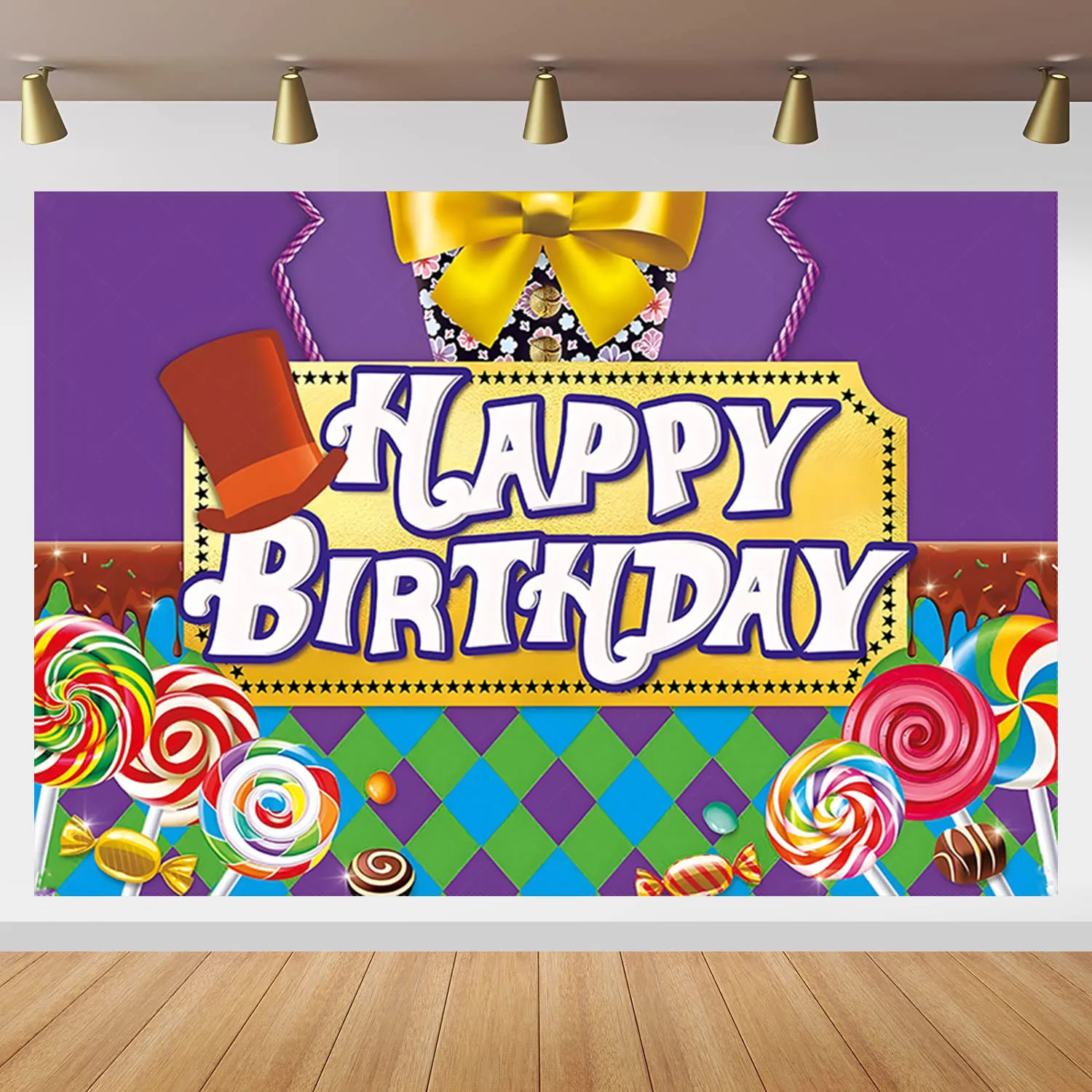 Фон Disney Chocolate Factory Candyland для детского украшения дня рождения полиэстер виниловый