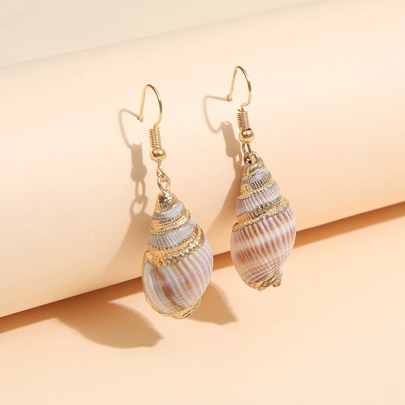 

Spiral Shell Drop Earrings for Women Personalized Beach Style Conch Earring Seashell Hanging Pendant Dangler Party Jewelry Gifts