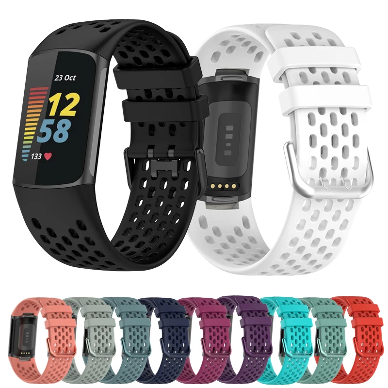 

Breathable Rubber Strap For Fitbit Charge 5 correa Sport Replacement Silicone Wristband For Fitbit Charge5 Watch Bracelet