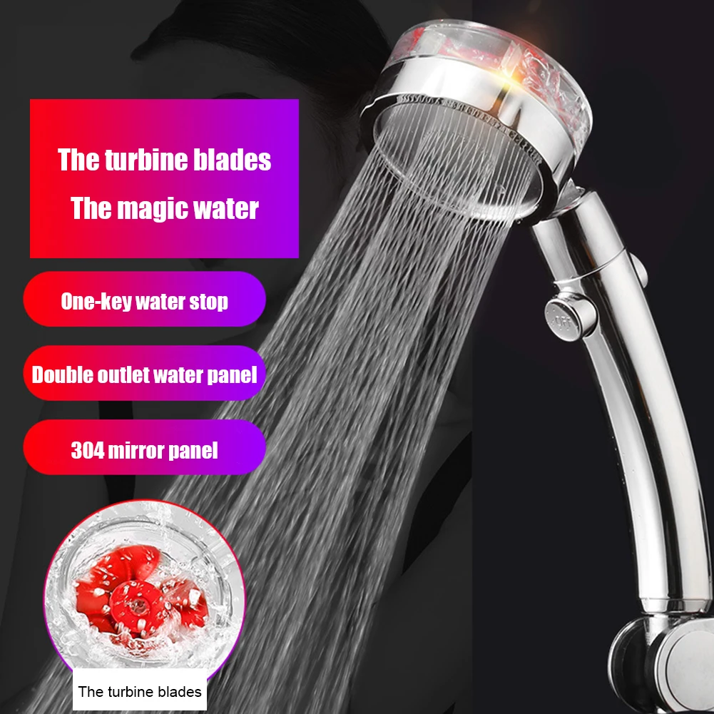 

Bathroom High Pressure Shower Head ABS 360 Degree Adjustment Water Saving Handheld Bath Nozzle SPA Rainfall Turbo Shower Head