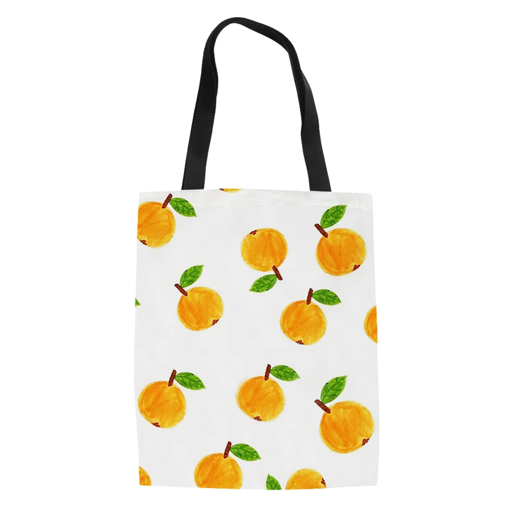 Cartoon Fruits Style Print Handbag Daily High Quality Shopping Bag Reusable Travel School Unisex Beach Handle Bag.