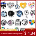 Женская серебряная таинственная Луна и подвеска, бусины в форме сердца астронавта для изготовления браслетов, серебро 925 пробы