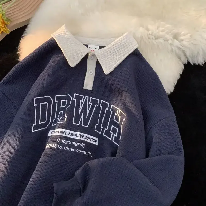 Мужская толстовка-поло с длинным рукавом