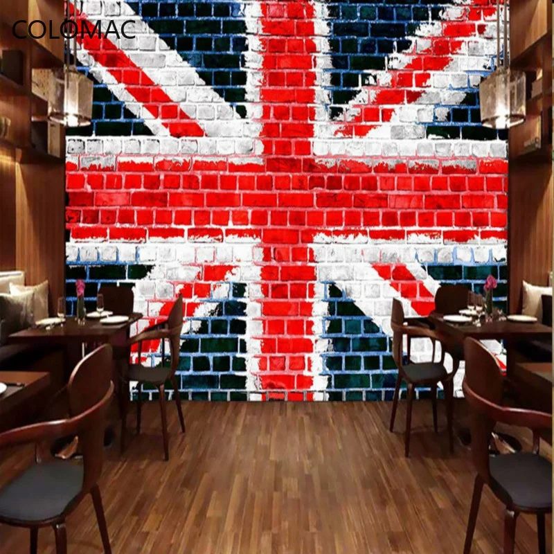 

Colomac Custom 3D Brick Wall England Banner Mural TV Background Bedroom Restaurant Wallpaper Dropshipping