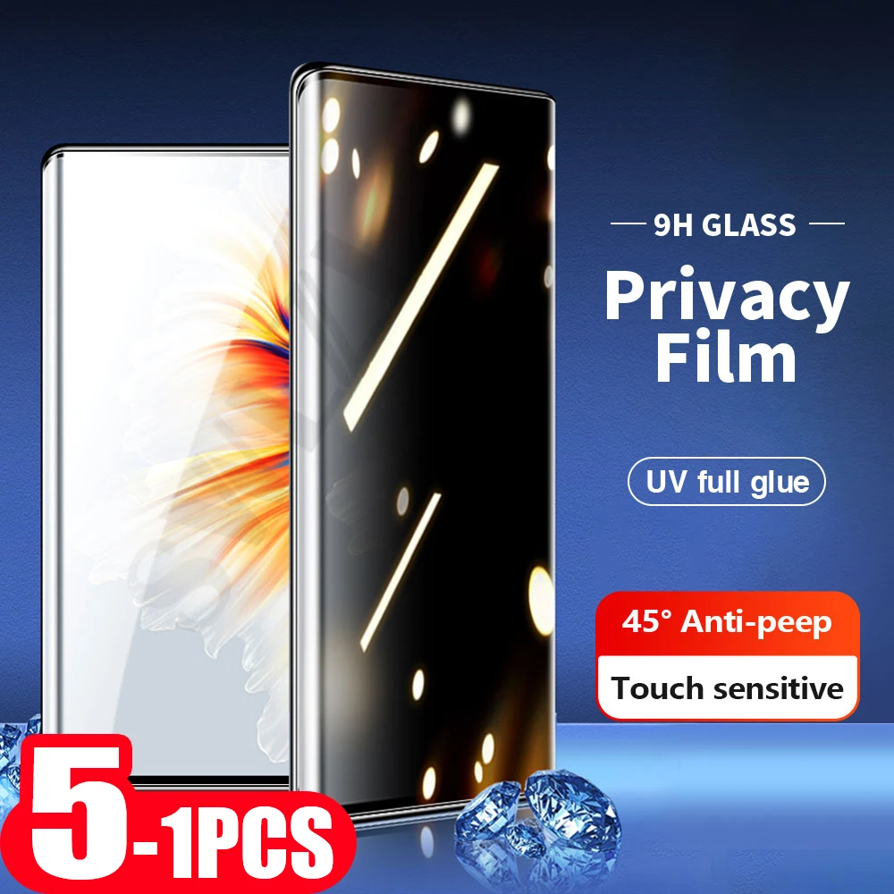 

5-1Pcs 9D cover smartphone For xiaomi civi 1s 2 Mix 4 UV Privacy Tempered Glass phone Screen Protector anti-spy Protective Film