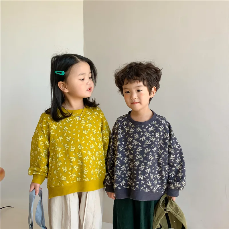 

2022 Children's Hoodies Kids Fashion Spring Tops Baby Boys Cotton Autumn Hooded Sweater Toddler Girls Loose Floral Sweatshirts