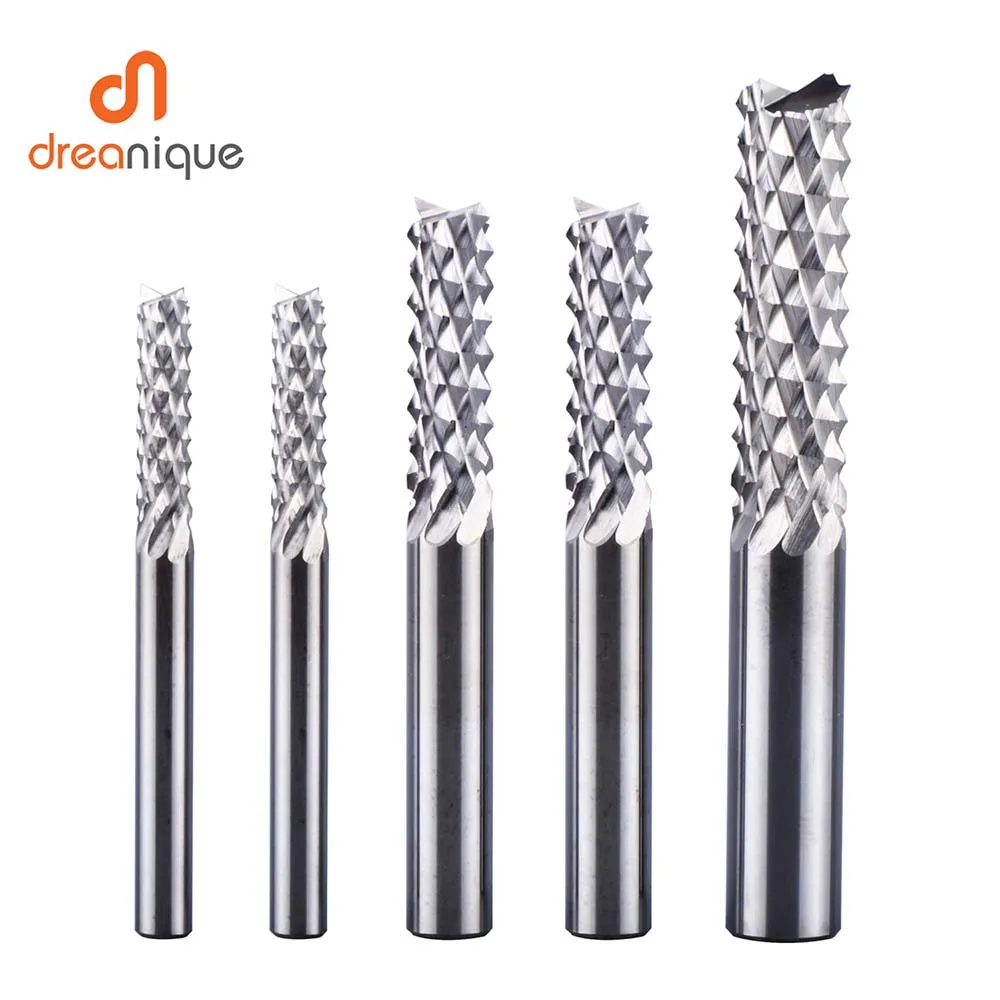 Фото Dreanique 1 шт. твердосплавные фрезы для кукурузы 3,1 мм, 4 мм, 6 мм, 8 мм, концевые фрезы для дерева, печатные платы, фрезерные инструменты из углеродного волокна №1