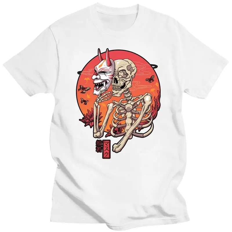 Новинка 2022 забавная Мужская футболка из 100% хлопка женская модная Hannya Yokai с маской