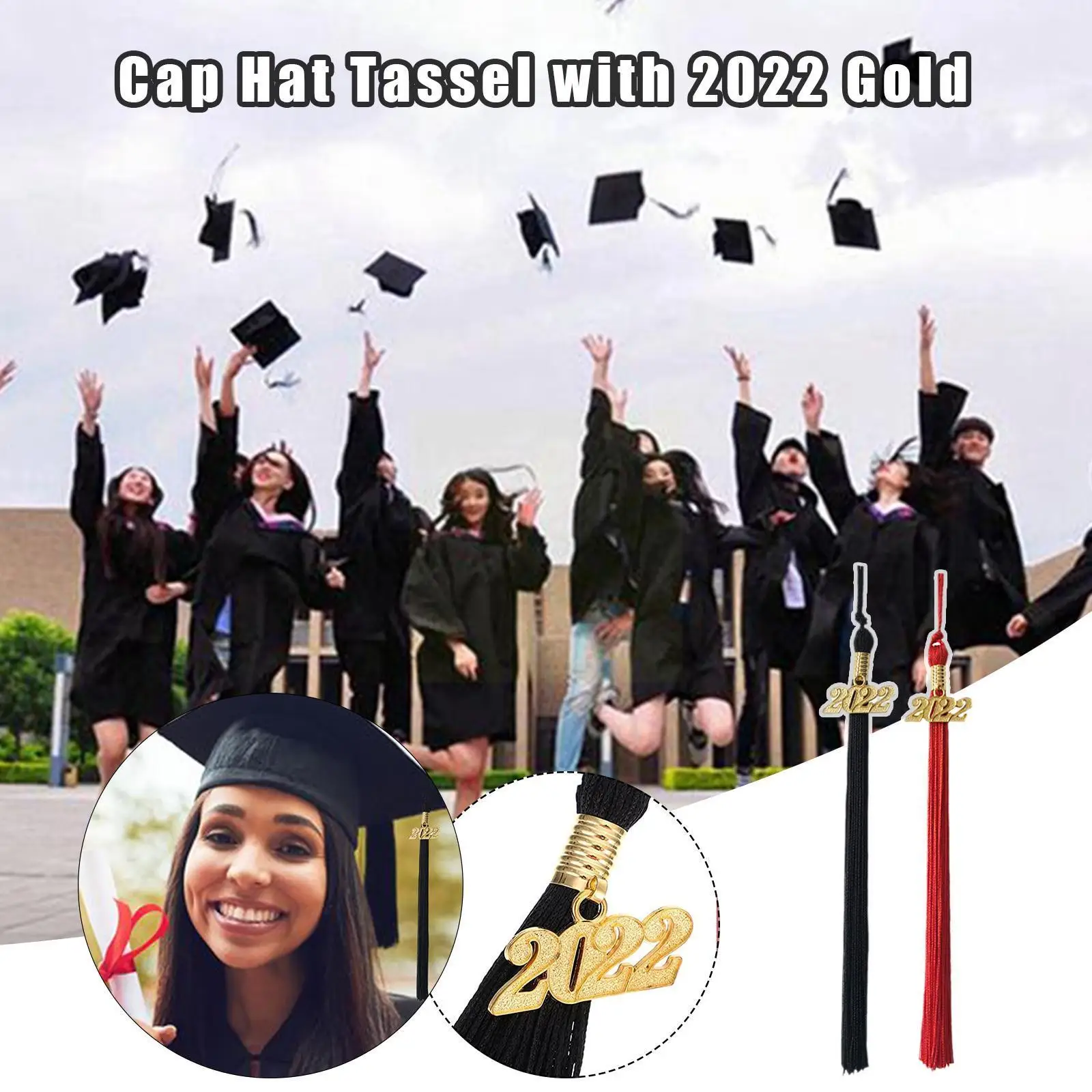 

Cap Hat Tassel With 2022 Gold Charm For Graduation Ceremonies Accessory Red/Black Graduate Memorial Gift Hat Accessories P2F4
