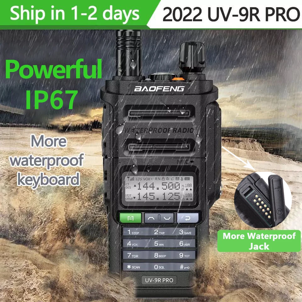 

2022 New Baofeng UV-9R Pro Waterproof IP67 Walkie Talkie High Power CB Ham UHF VHF Long Range UV-9R Plus Two Way Radio
