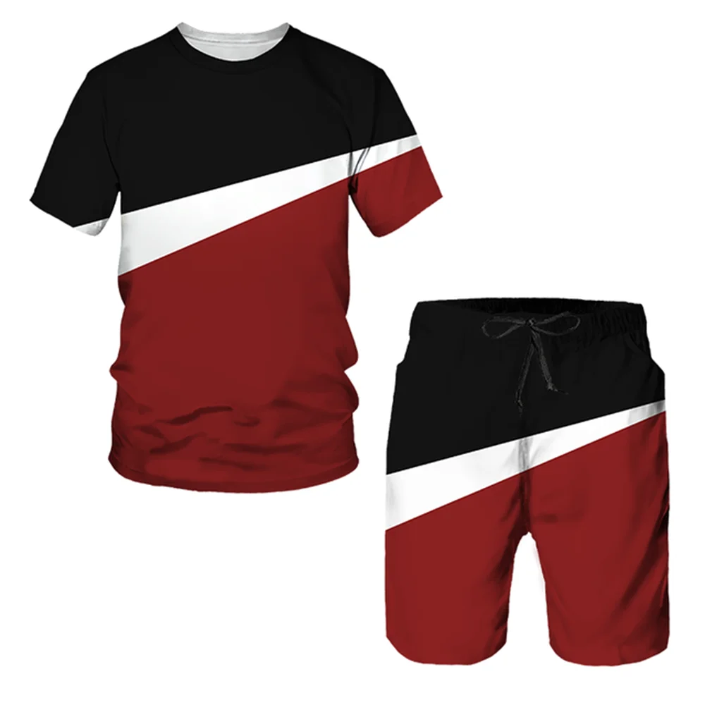 

Summer Comfortable Solid color Pattern Man Fashion Leisure Sports T-Shirts Sets Crew Neck Loose Breathable Material Short Sleeve