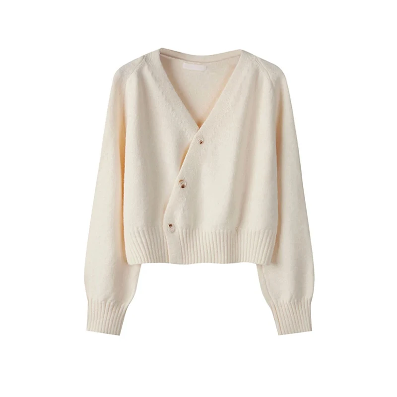 Кардиганы для женщин асимметричный однобортный свитер с круглым вырезом новинка