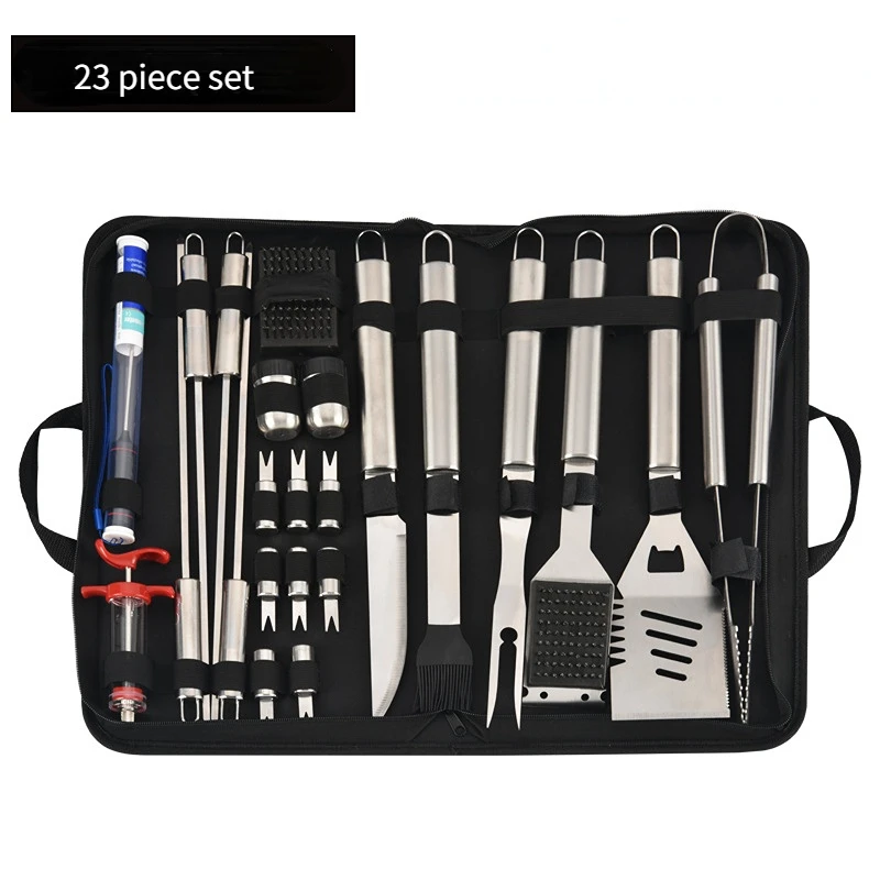 

23 Piece Stainless Steel BBQ Tool Set Turkey Needle Thermometer Kitchen Accessories Camping Accessories Picnic