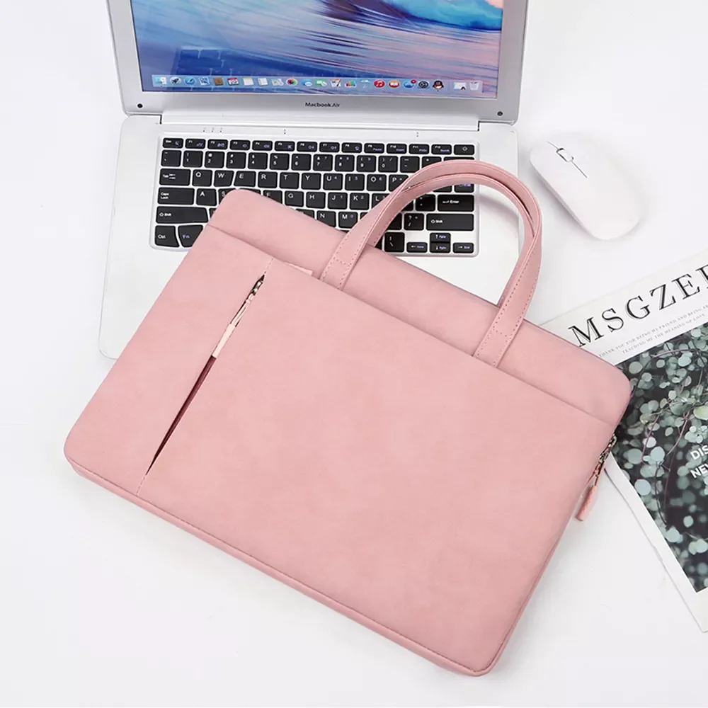 

Laptop Bag 13.3 14 15.6 Inch Notebook Case Sleeve For Macbook Air Pro Computer Women Men Handbag Waterproof PU Leather Briefcase