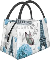 beautiful flower print lunch box collapsible lunch tote bag for women men adults and teens