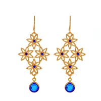 2022 new luxury retro court style hollow long flower earrings for women temperament diamond studded crystal tassel earrings
