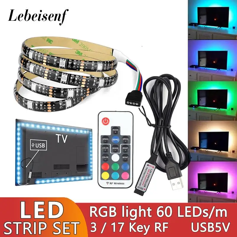 

Mini USB RGB LED Light Strip Dimmer Controller Set 1 2m IP65 Waterproof LED Color Light Strip with 3 or 17 Key RF Remote Control