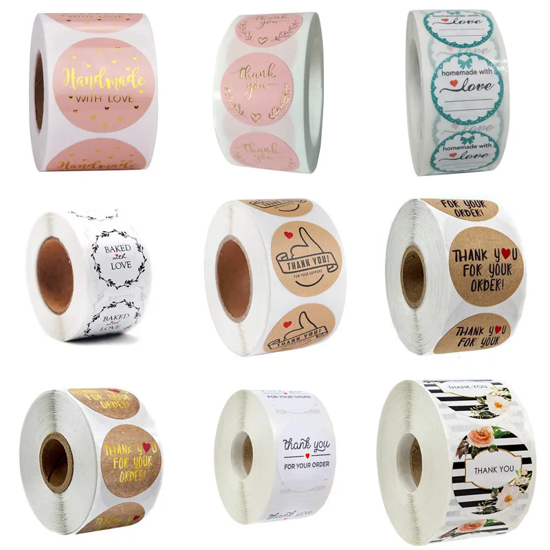 

500pcs/Roll Thank You Sticker Small Business Supplies Supporting Labels Gifts Sealing for Office School Stationary Accessories