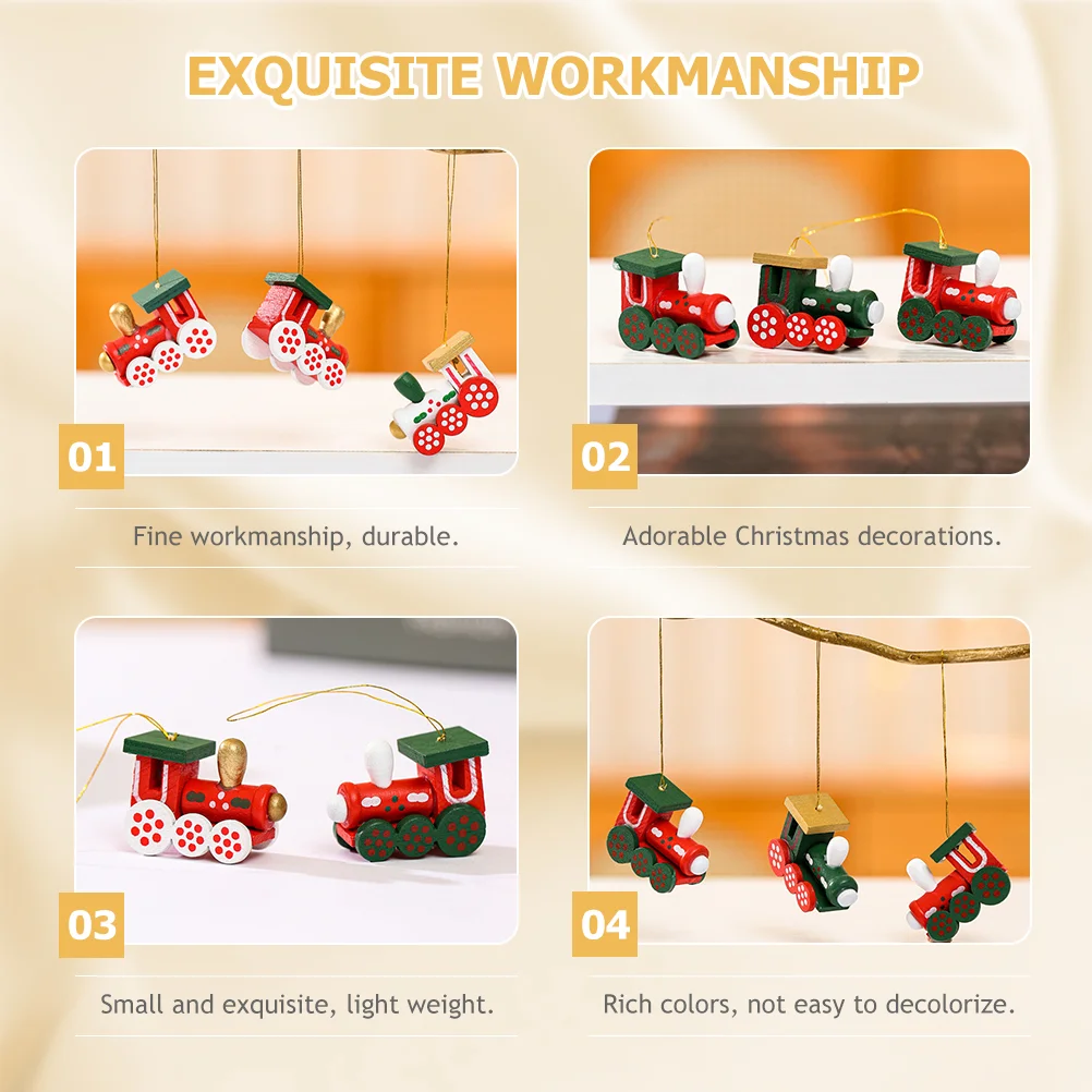 Маленький кулон в виде поезда деревянный орнамент рождественские подвесные