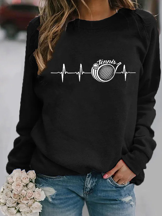

Tennis Fashion Crew Neck Long Sleeve Sweatershirt