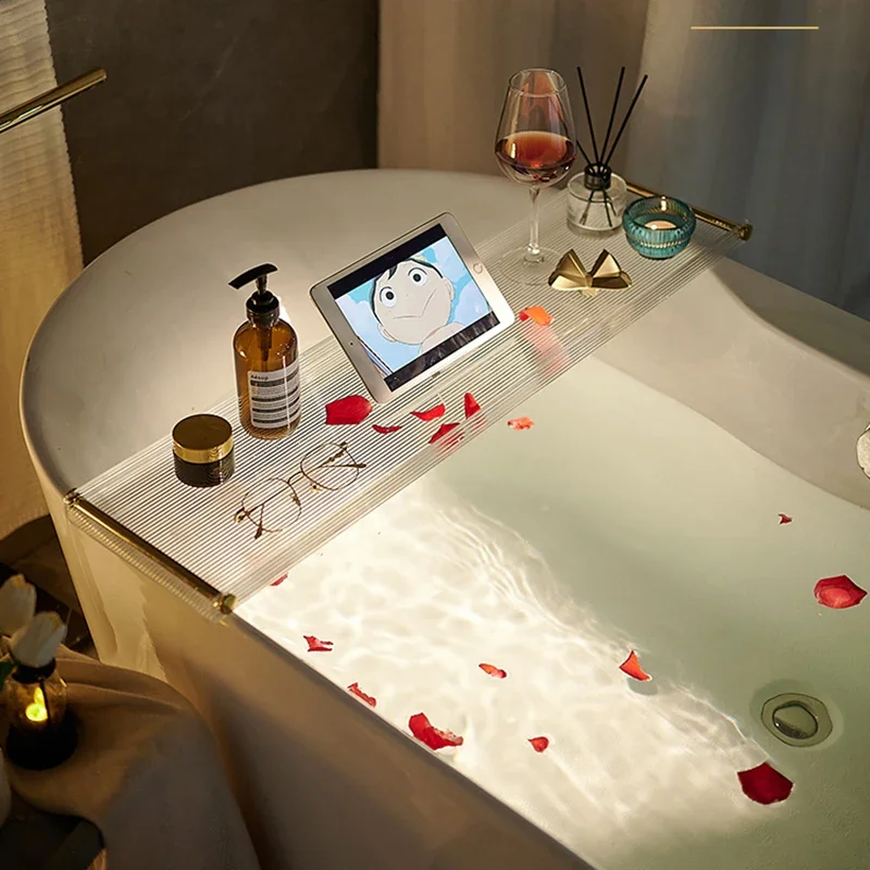 Роскошная акриловая полка для поддонов ванн стол ванной Caddy поддон душа