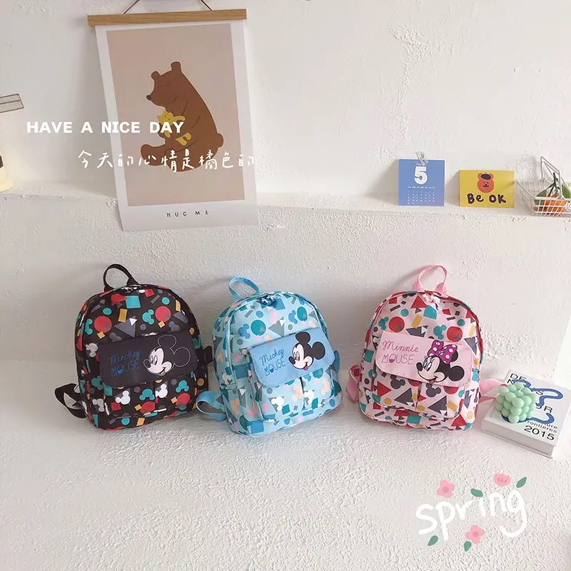 Disney Minnie Mouse Backpack for Girl Kids Schoolbag Kindergarten Students Infant Preschool Backpacks Cute Cartoon Free Shipping